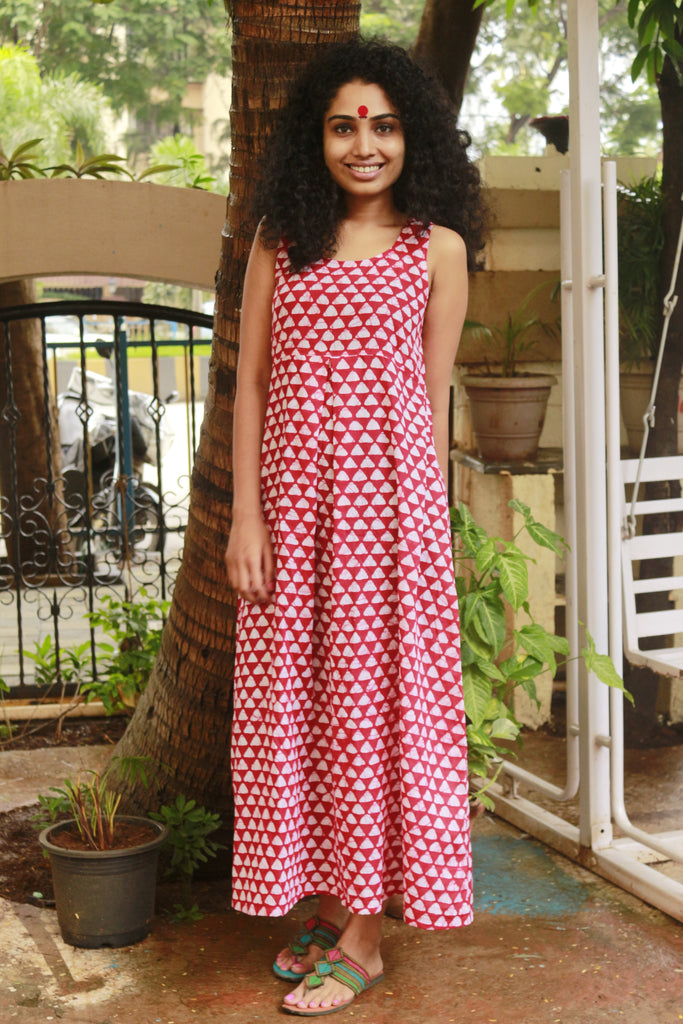 Buy Red Triangle Print Maxi Dress ...